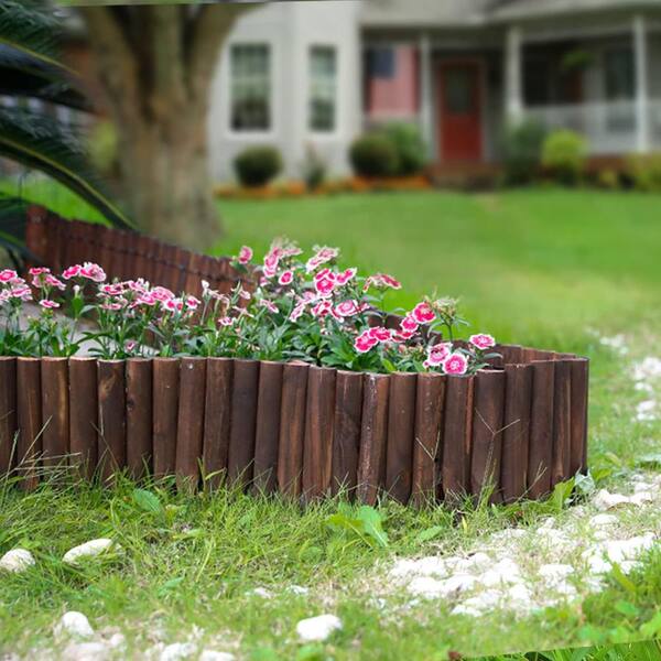Bordure De Jardin Wood Garden Fence, Staggered Wooden Edging Border Decorative Small Picket Panels Small Garden Fence