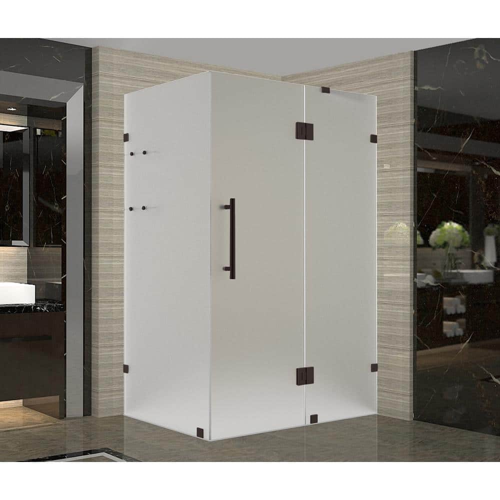 Avalux GS 32 in. x 32 in. x 72 in. Frameless Corner Hinged Shower Enclosure with Frosted Glass, Glass Shelves in Bronze price history on PriceWatchPro