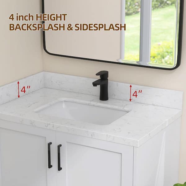 Zeafive Cala 36.5 in. W Cultured Marble Vanity Backsplash Bathroom