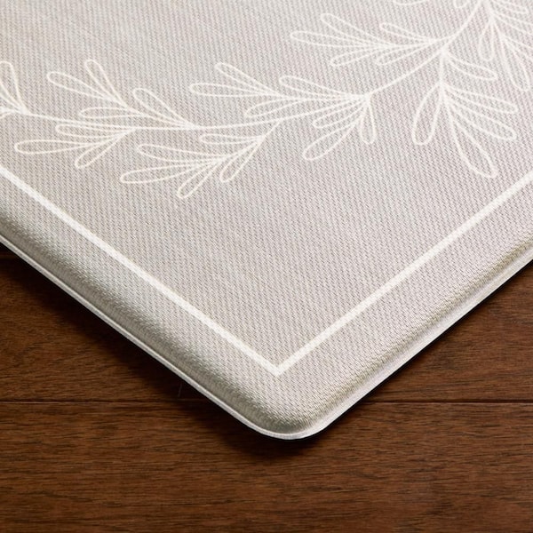 Bloomfield Home Sweet Home Leaf Frame 18 in. x 48 in. Grey Indoor Comfort Kitchen Mat