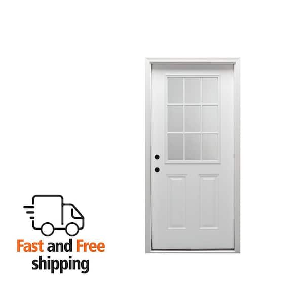 MMI DOOR 30 in. x 80 in. Right-Hand Inswing 9-Lite Clear Classic
