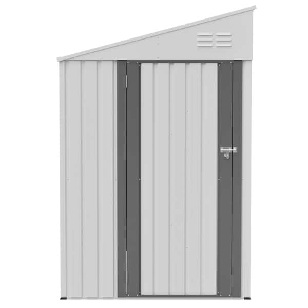 おおしろ White 4' x 7' Lean-To Storage Shed, Heavy-Duty Metal