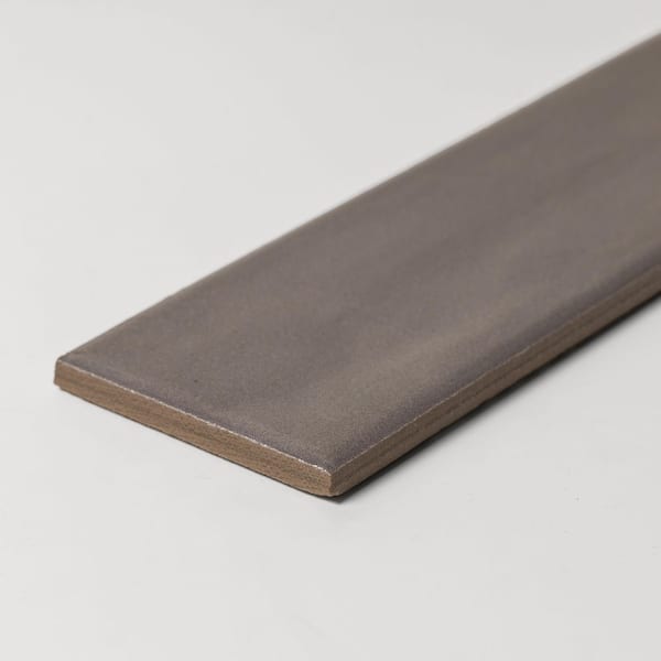 Buckingham 3 in. x 4 in. Dark Grey Glazed Porcelain Subway Wall Tile Sample