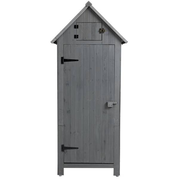 Zeus & Ruta 2.5 ft. W x 1.8 ft. D Solid Wood Outdoor Storage Shed, Tool Garden Storage Cabinet with Lockable Door (4.5 sq. ft.)