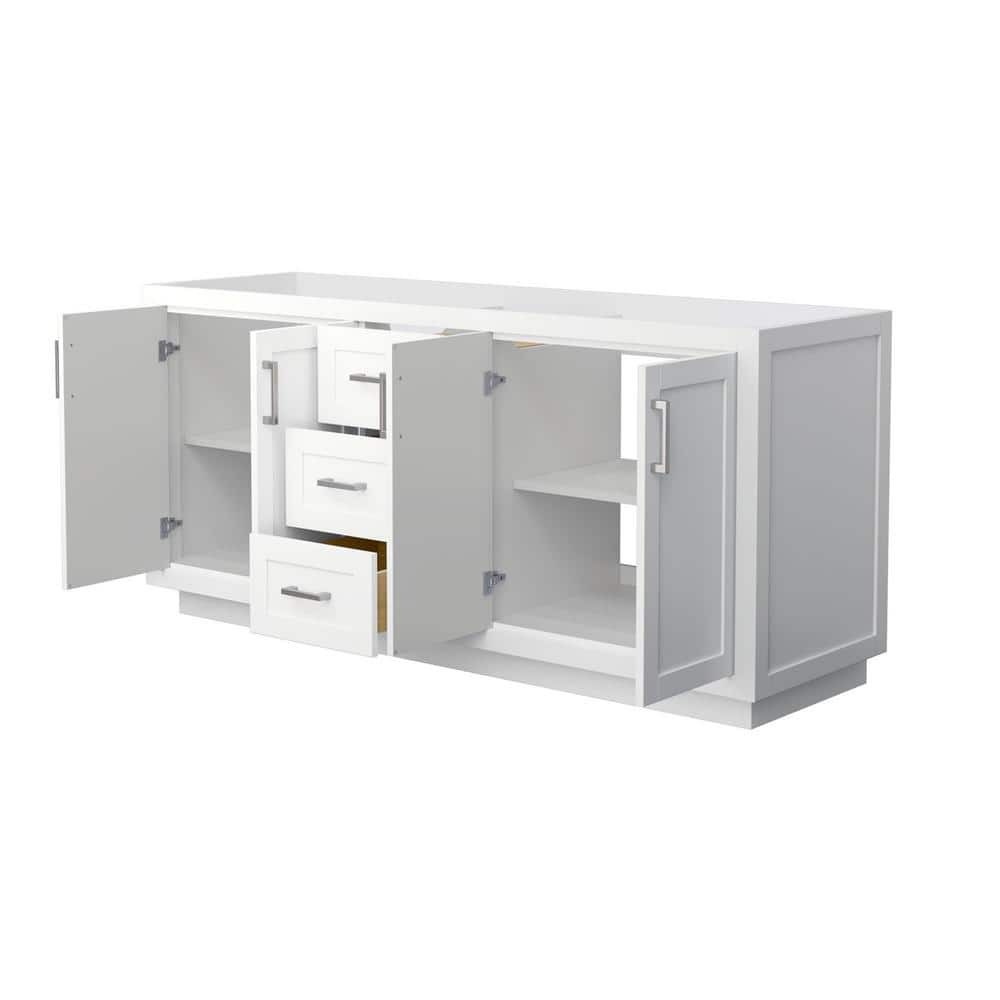 Miranda 72" White Double Freestanding Vanity with Brushed Nickel Hardware