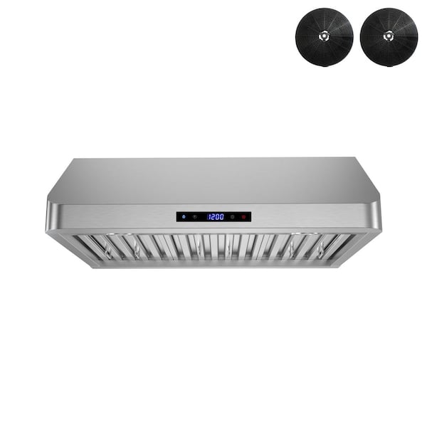 30 in. 406 CFM Montecreto Ductless Under Cabinet Range Hood in Brushed Steel, Baffle Filters,Touchpad Control,LED Lights