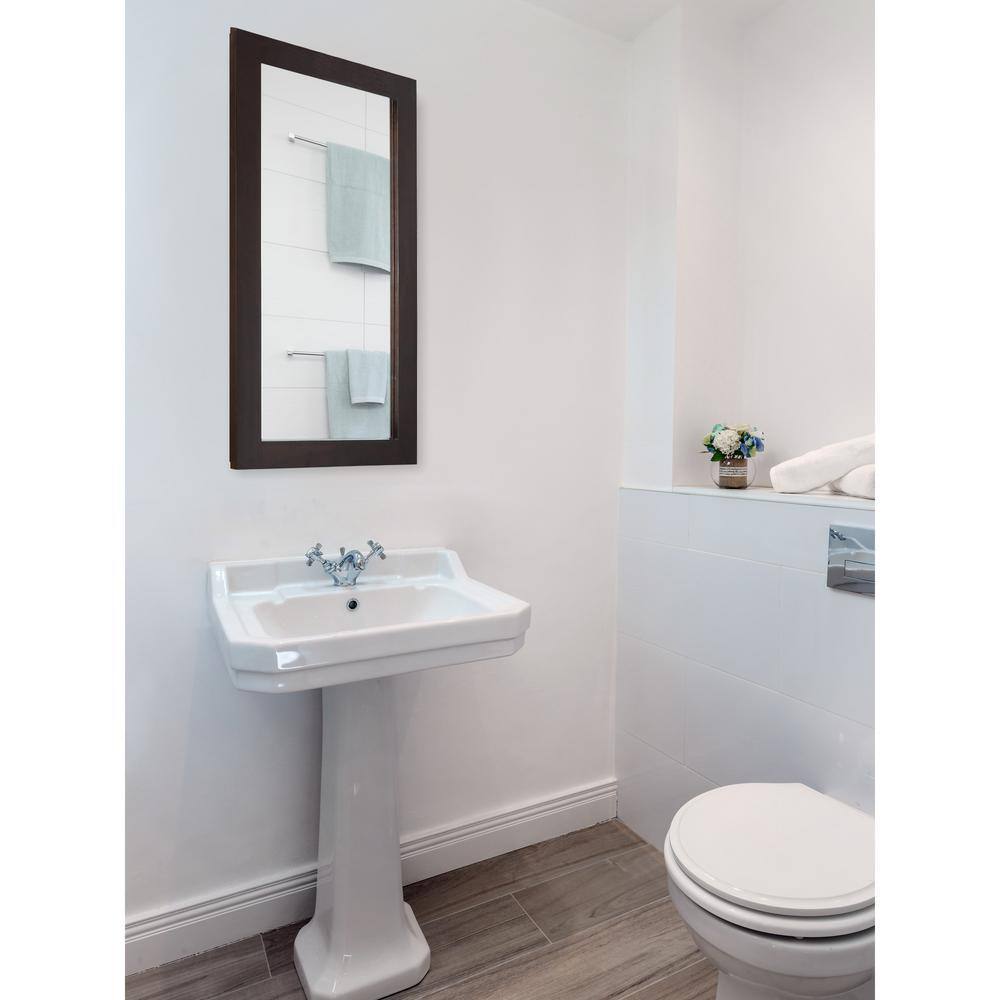 Espresso Wood Framed Wall Mounted Medicine Cabinet with Mirror