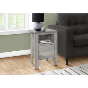 14 in. Grey Rectangular Particle Board End Table With Cabinet