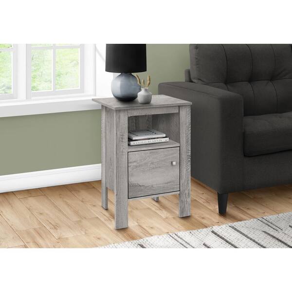 Unbranded 14 in. Grey Rectangular Particle Board End Table With Cabinet