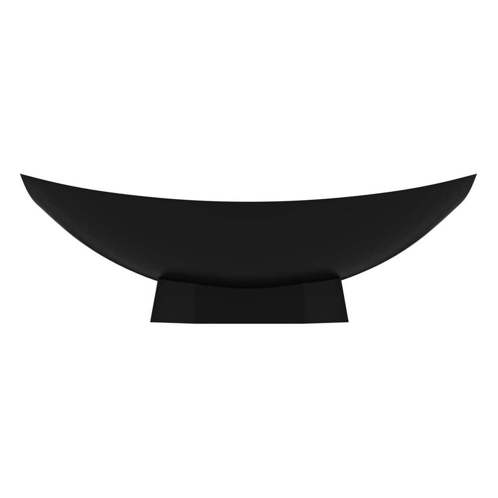 71" Black Matte Solid Surface Hammock Freestanding Bathtub