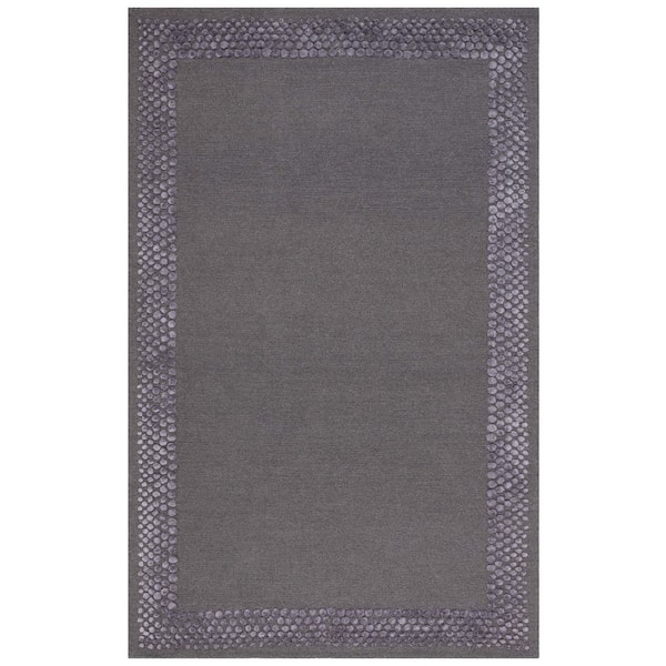Glamour 8 ft. x 10 ft. Dark Gray High-Low Border Area Rug