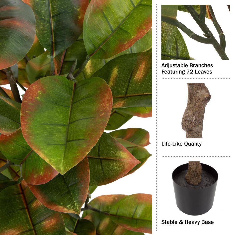 Lush Green 54" Faux Rubber Floor Plant in Durable Pot