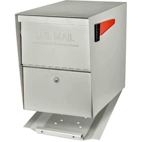 Mail Boss Package Master Locking Post-Mount Mailbox with High Security Reinforced Patented Locking System, Cream White