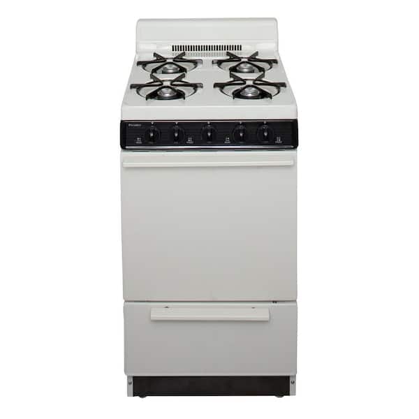 20 in. 2.42 cu. ft. Freestanding Gas Range in Biscuit with Black Trim
