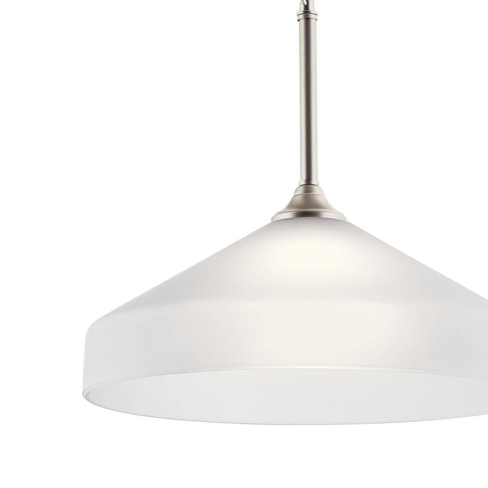 Modern Brushed Nickel 15" Bowl Pendant with White Glass Shade