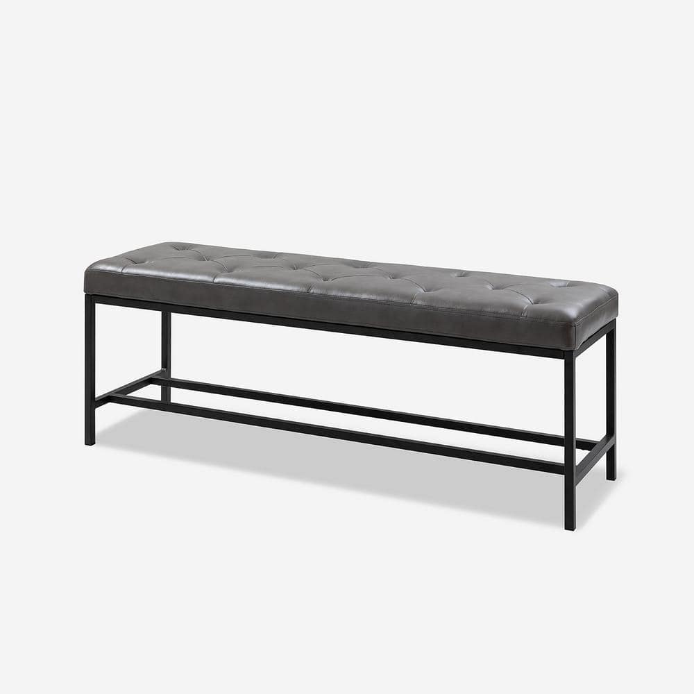 JAYDEN CREATION Horaz Grey Faux Leather 50 In W Upholstered Bench With   Grey Jayden Creation Bedroom Benches Bem0811 Gry 64 1000 