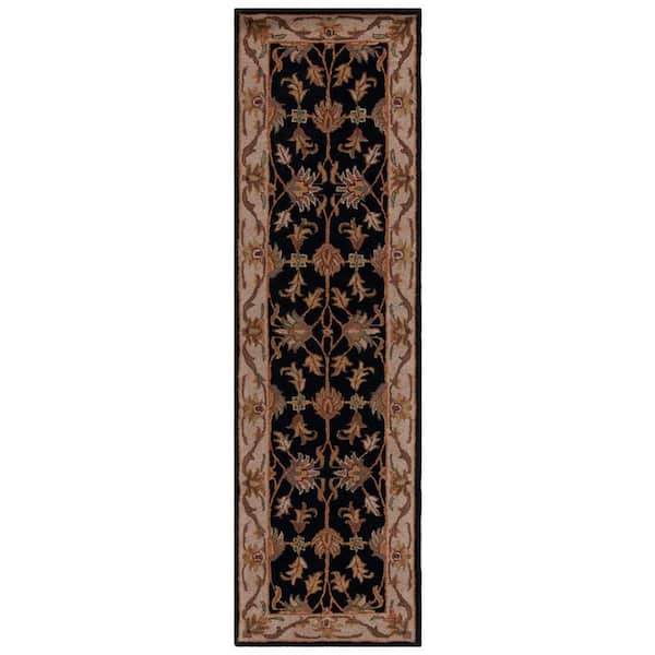 SAFAVIEH Heritage Black/Beige 2 ft. x 12 ft. Border Runner Rug