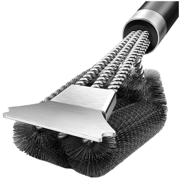 Grill Brush and Scraper with Deluxe Handle and Safe Wire for Outdoor, Infrared, Charcoal, and Porcelain Grills (1-Pack)