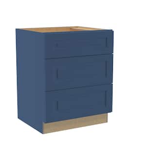 Grayson Mythic Blue Painted Plywood Shaker Assembled Base Drawer Kitchen Cabinet 27 W in. 24 D in. 34.5 in. H