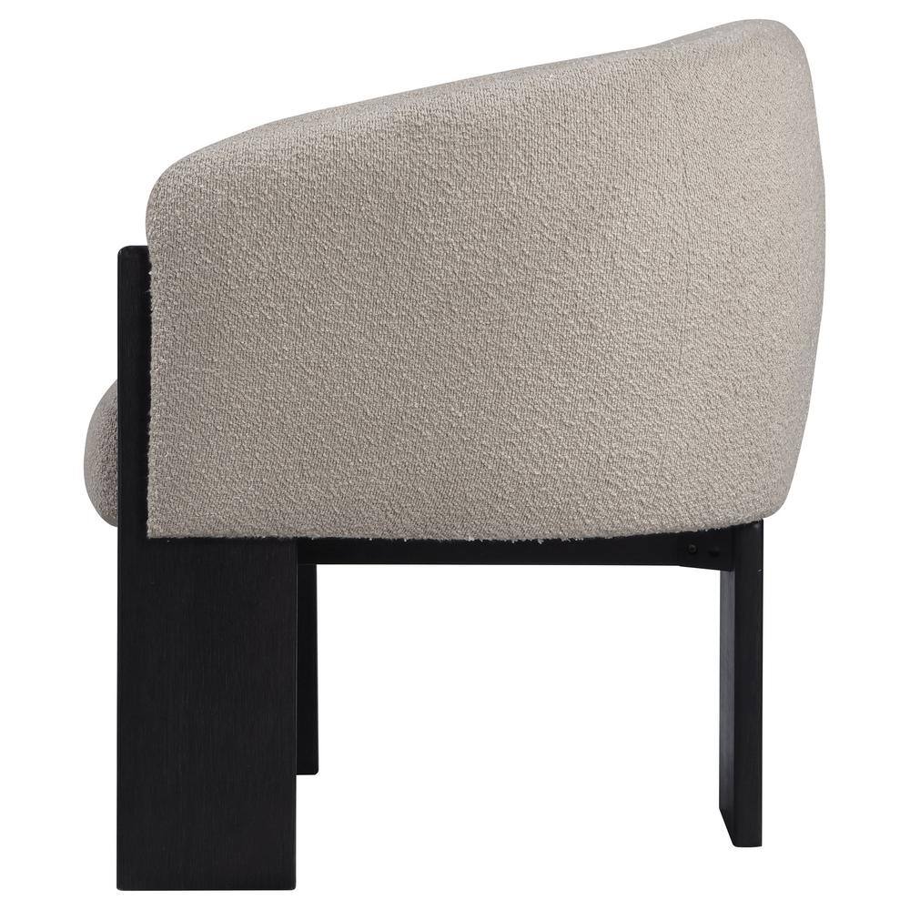 Beige Boucle Upholstered Barrel Back Accent Chair