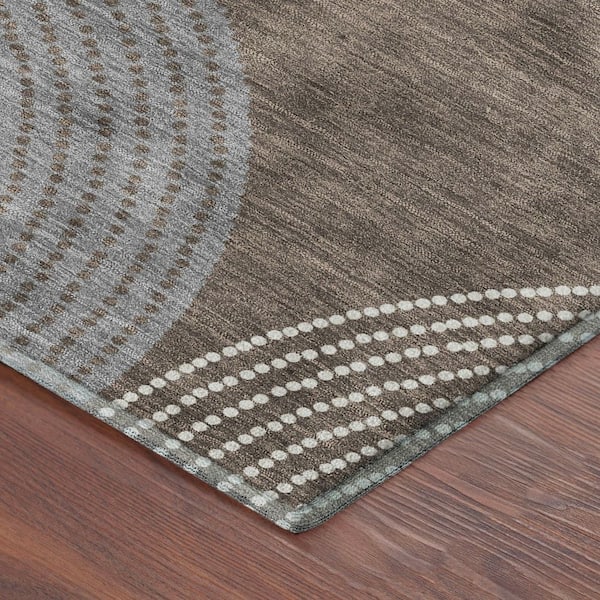 Mayfield Premium Machine Washable Abstract AMF2281 Brown 10 ft. x 14 ft. Area Rug