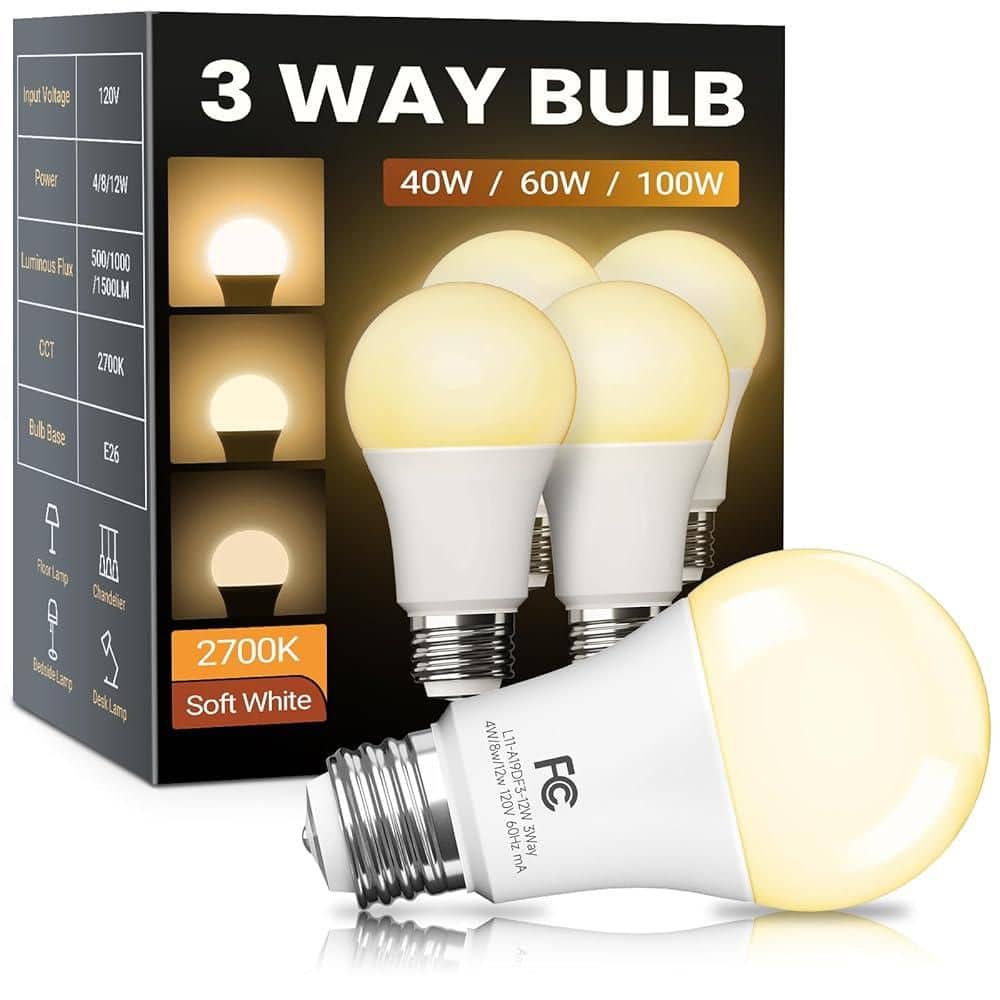 40/60/100-Watt Equivalent A19 Energy Star and Non-Dimmable 3-Way LED Light Bulb 2700K Soft White (4-Pack) price history on PriceWatchPro