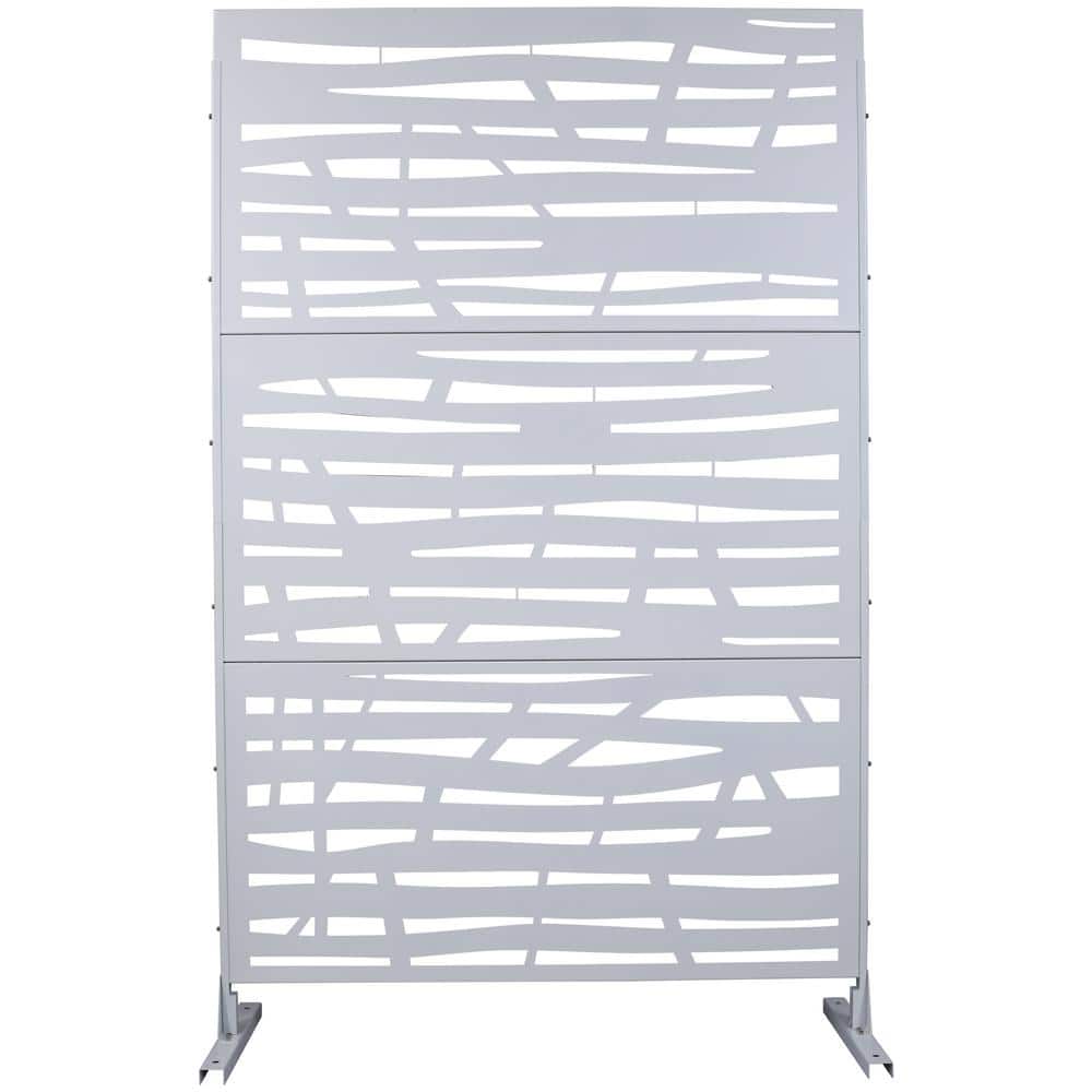 White 76 in. Metal Garden Fence Outdoor Privacy Screen, Freestanding Decora