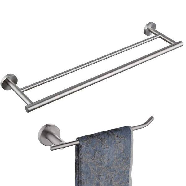 ATKING Wall Mounted 2 -Piece Bath Hardware Set with Double Towel Bar ...