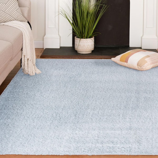10 ft. x 15 ft. Ice Blue Geneva Shag Solid Area Rug