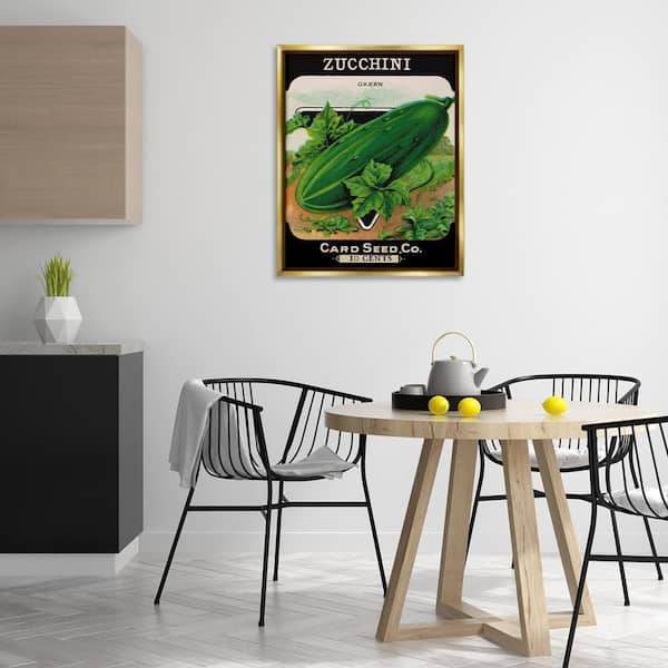 Vintage Garden Zucchini by Lil' Rue Gold Floater Frame Food Graphic Art Print 31 in. x 25 in.