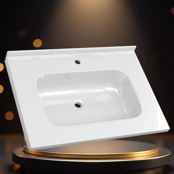 Zeafive 30 in. W x 22 in. D Solid Surface White Rectangular Single
