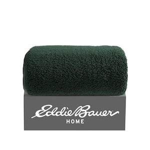 Solid Bi Colored 1-Piece Green Sherpa Microfiber 50X60 Throw Blanket