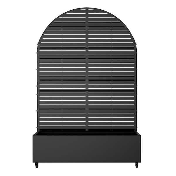 Lirago 71 in. x 47 in. Black Outdoor Metal Privacy Screen Planter Box Wall Decor