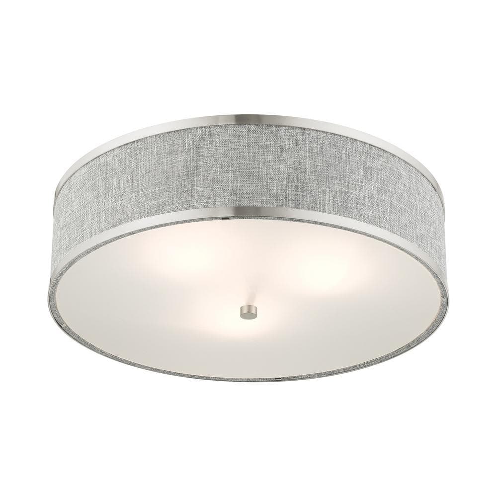Elegant Brushed Nickel 3-Light LED Drum Ceiling Fixture