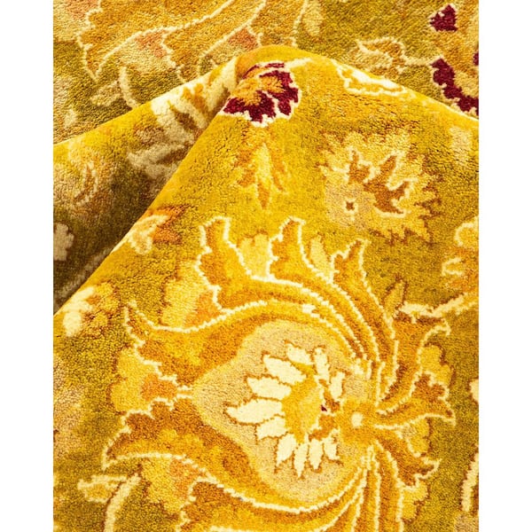 Mogul Green 12 ft. x 18 ft. Oriental Wool Indoor Area Rug