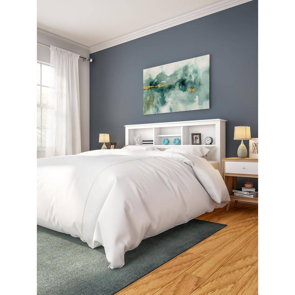White Composite Wood Full/Queen Headboard with Storage
