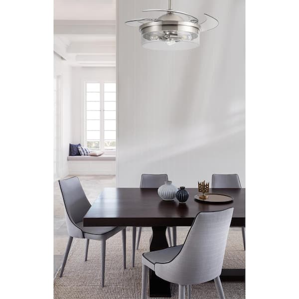Brisbane 48 in. Indoor Brushed Chrome Retractable Ceiling Fan with Light and Remote Included
