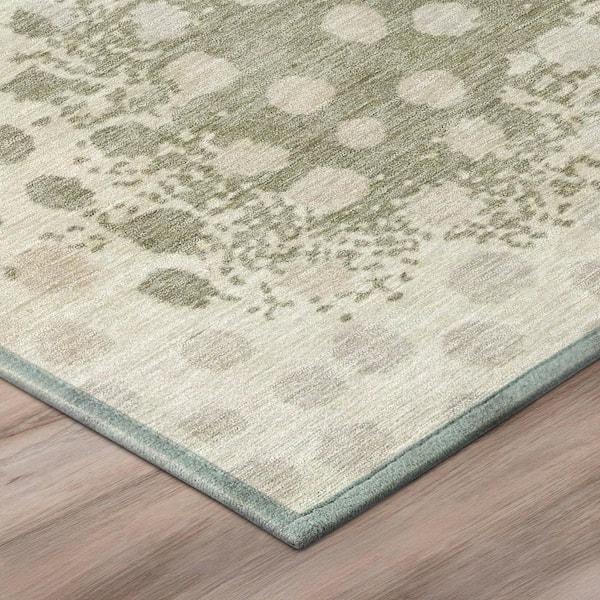 Chantille Machine Washable Indoor/Outdoor Abstract ACN2965 Sage 8 ft. x 8 ft. Round Rug