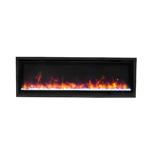 Kennedy II 50 in. Commercial Grade Recessed or Wall mount Electric Fireplace in Black