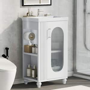 20 in. W x 15.6 in. D x 30 in. H Bath Vanity in White with White Ceramic Top, Adjustable Shelves, Single Sink