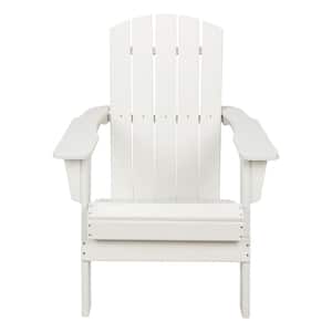 37 in. H White High-Density Polyethylene Plastic Indoor/Outdoor Seaside Mid-Century Modern Folding Adirondack Chair