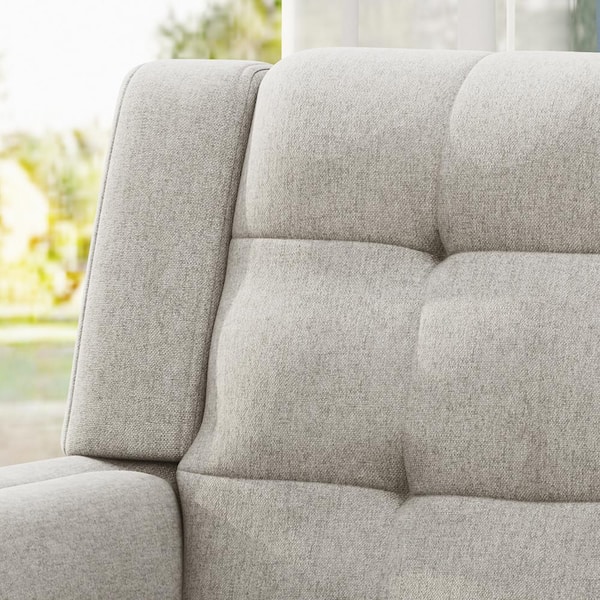 Noble House Candace Beige Fabric Arm Chair with Tufted Cushions