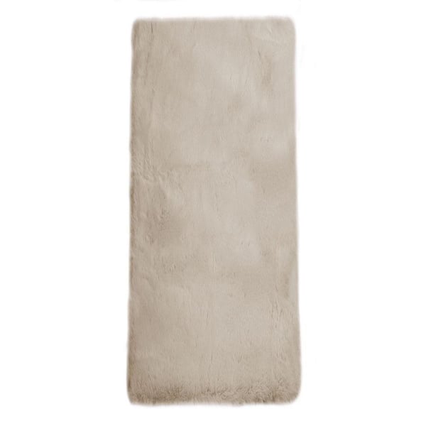 Mmlior Faux Rabbit Fur Light Brown 2 ft. x 6 ft. Fluffy Cozy Furry Area Rug
