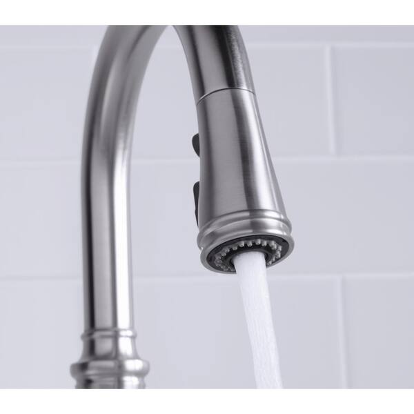 KOHLER Brookfield Drop-In Cast-Iron 33 in. 4-Hole Double Bowl Kitchen Sink in White with Bellera Faucet