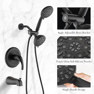 Single-Handle 12-Spray Shower Faucet and Handheld Shower Combo with 5 in. Shower Head in Matte Black (Valve Included)