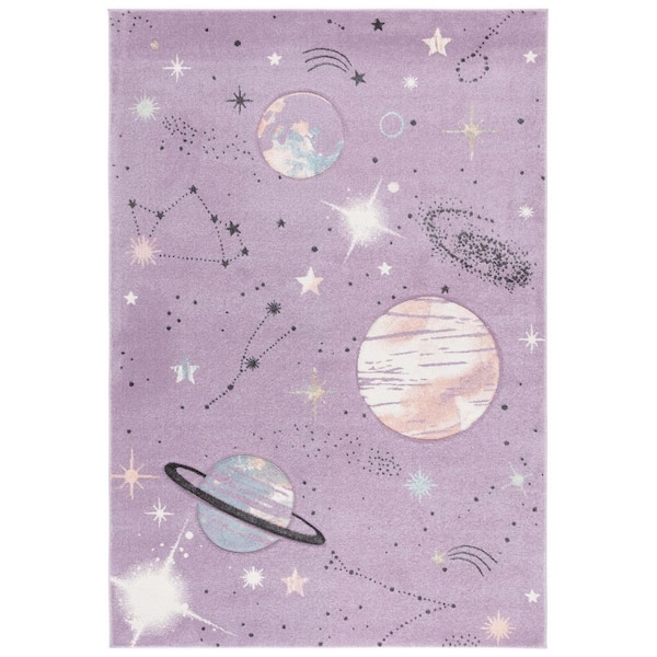 Carousel Kids 7 ft. x 9 ft. Purple/Orange Galaxy Area Rug