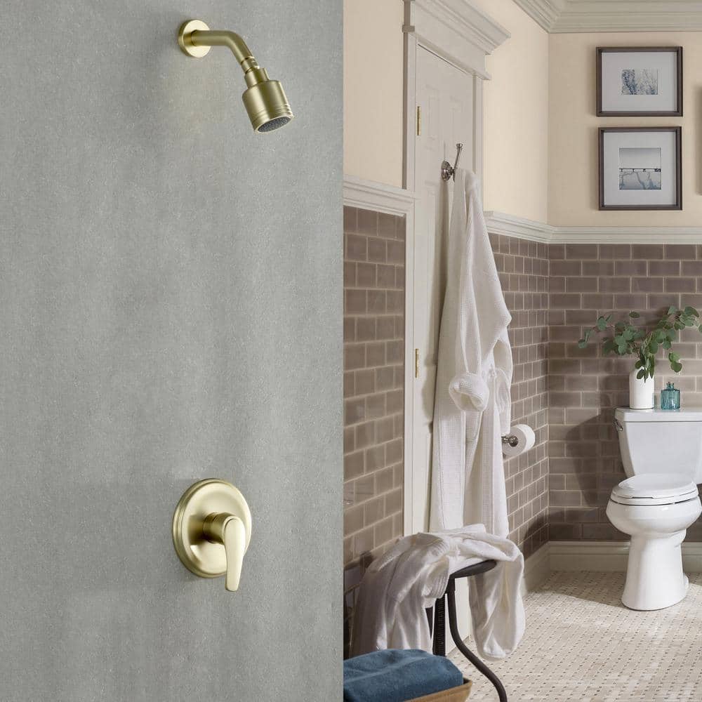 Brushed Gold Wall Mounted Rain Shower Faucet Set