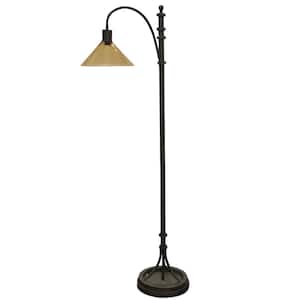 65.3 in. Industrial Bronze Floor Lamp with Clear Dimpled Glass Shade