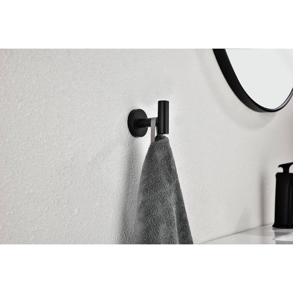Matte Black Stainless Steel Wall-Mounted Towel Hooks, 6-Pack