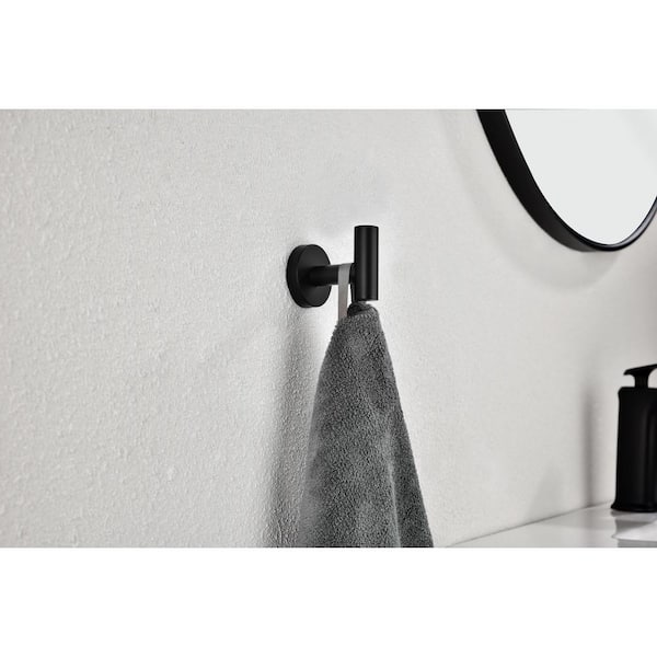 Bathroom Towel Hook No Drill Robe Hook Shower Kitchen Wall Hanging Hooks Wall Mount (1 Pack) Matt Black